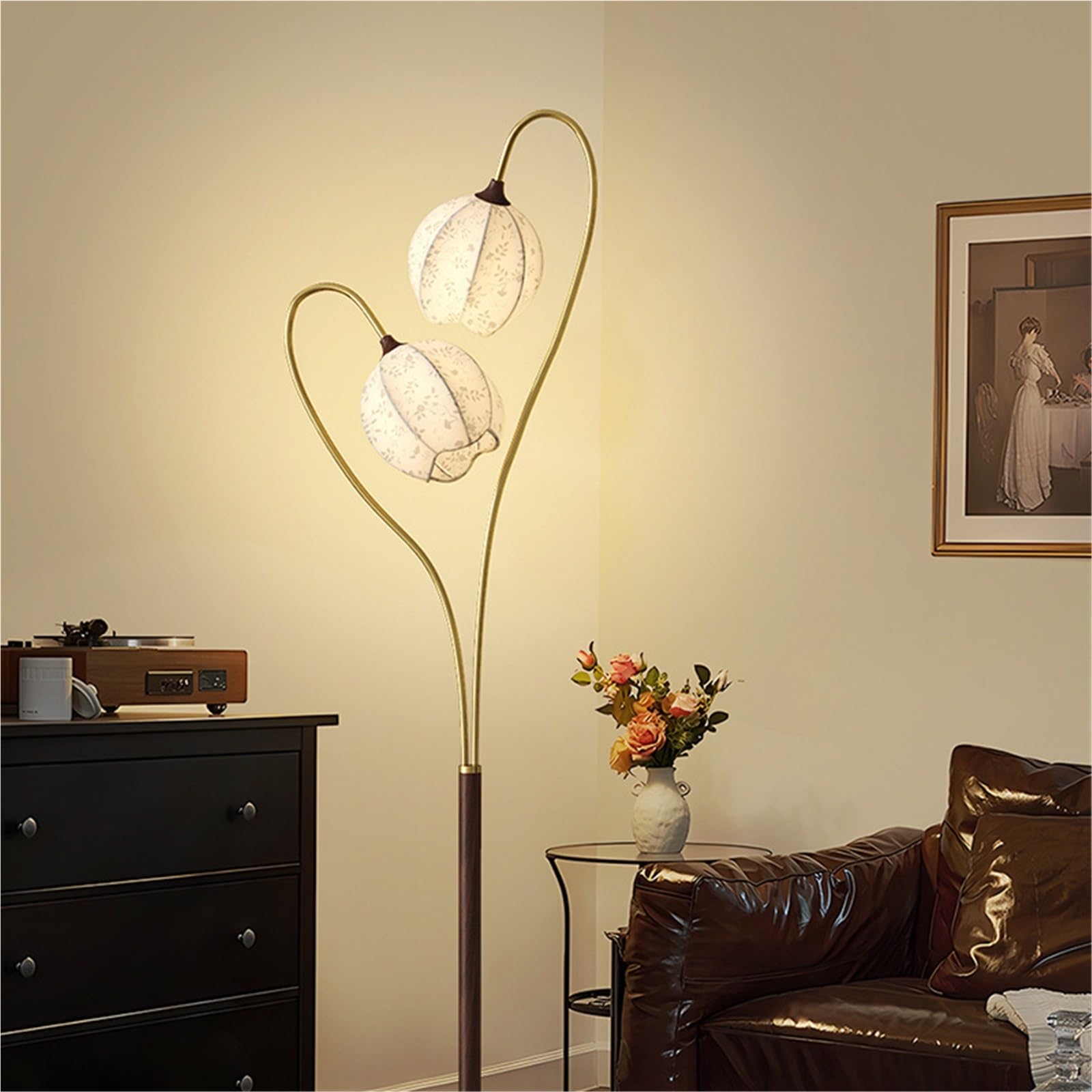 Standing Lamps Średniowieczna Lampa Stojąca Z Artystycznym Abażurem Tkaniny Podłogowa Salonu