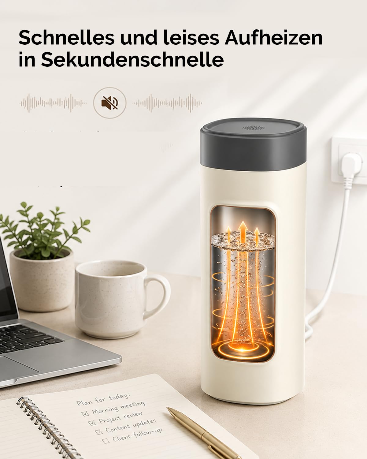 Maestri House Reisewasserkocher 550 ml, Wasserkocher Klein mit 6 Funktionen