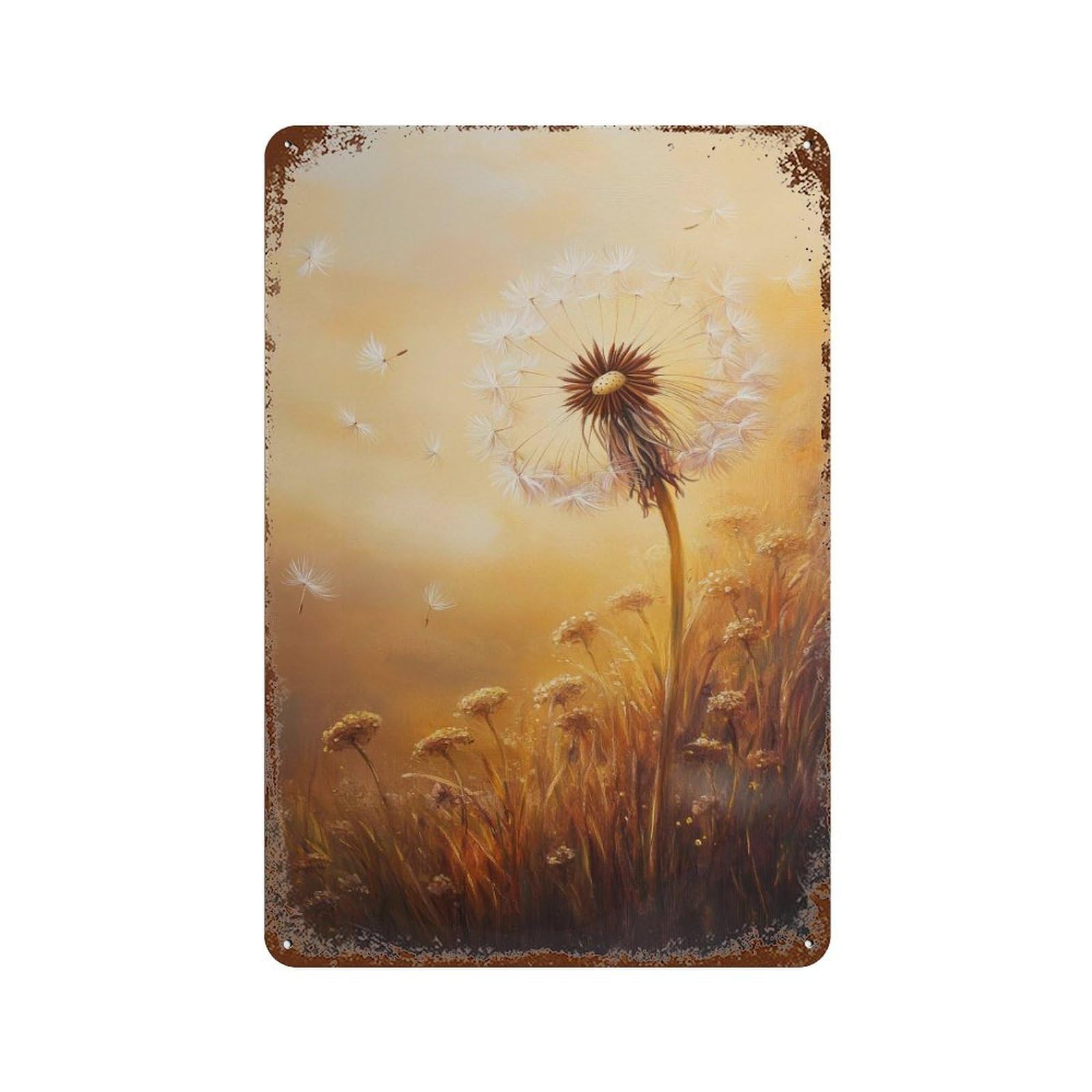 xiaoxiaoshen Dandelion Seeds Floating Cottagecore Decor Whimsical Nature Vintage Botanical Wall Decor Art Metal Tin Poster Modern Home Decor Art Home Bar Shop Decorations Vintage Sign 30x20cm