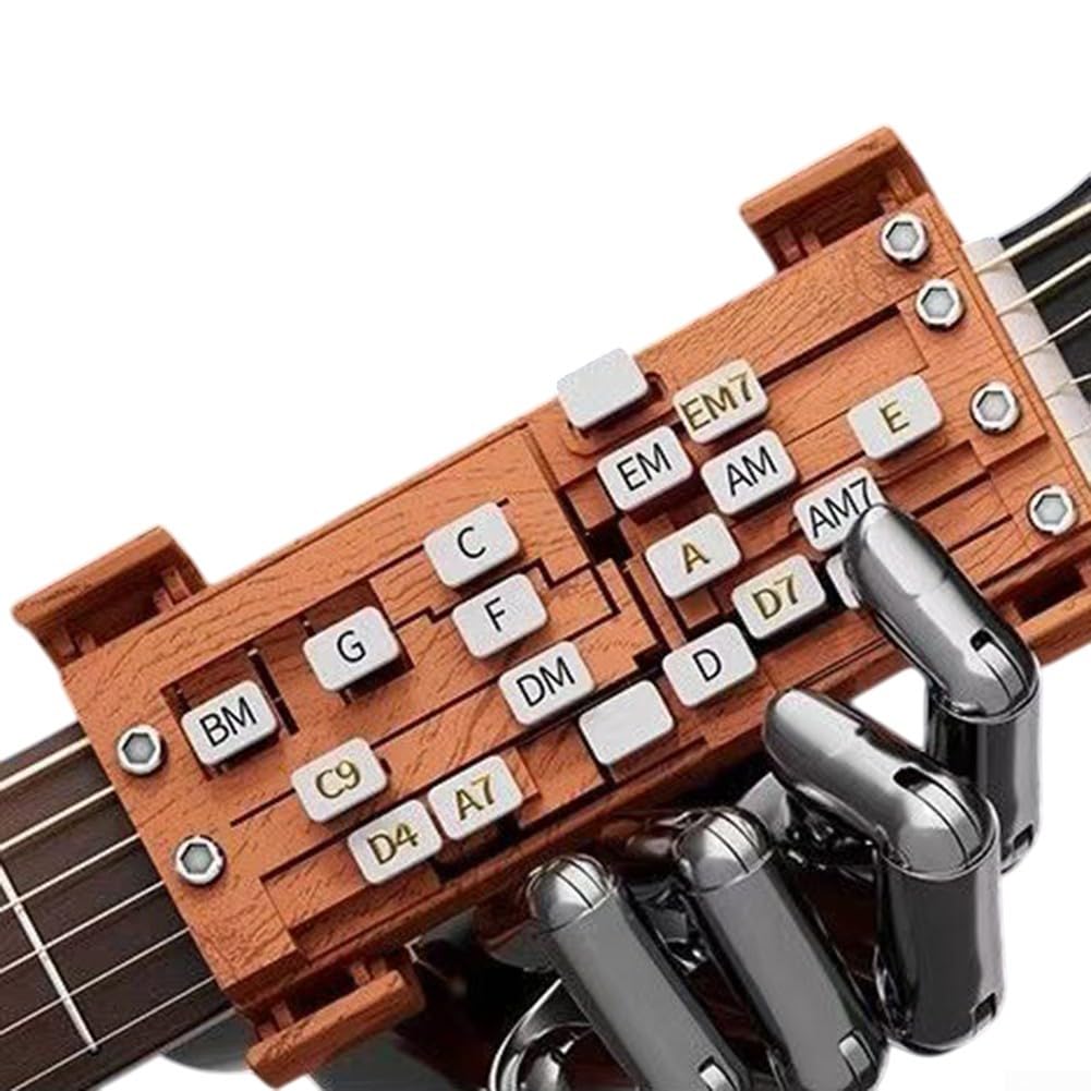 Prensador de acordes de guitarra, accesorios de guitarra, entrenador de acordes de ayuda de guitarra, instrumentos musicales de cuerda herramienta de aprendizaje de guitarra (marrón)