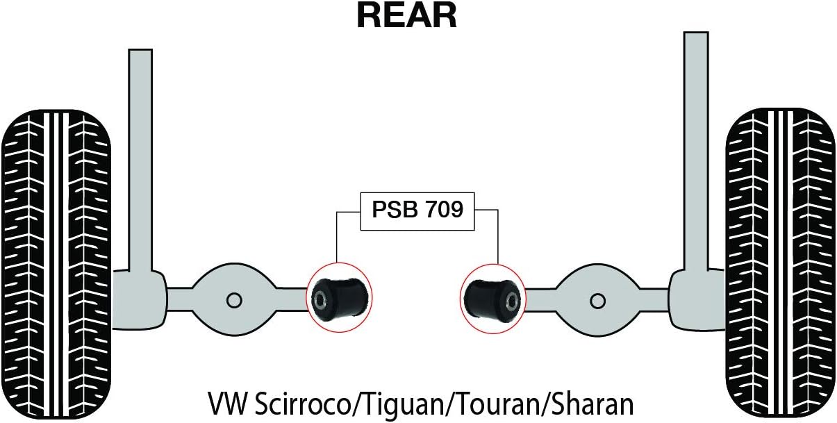 2 x PSB Polyurethane Bush Compatible With Scirroco/Tiguan/Touran/Sharan (07-16) Rear Strut Mount Arm Inner Bushing Kit - PSB709
