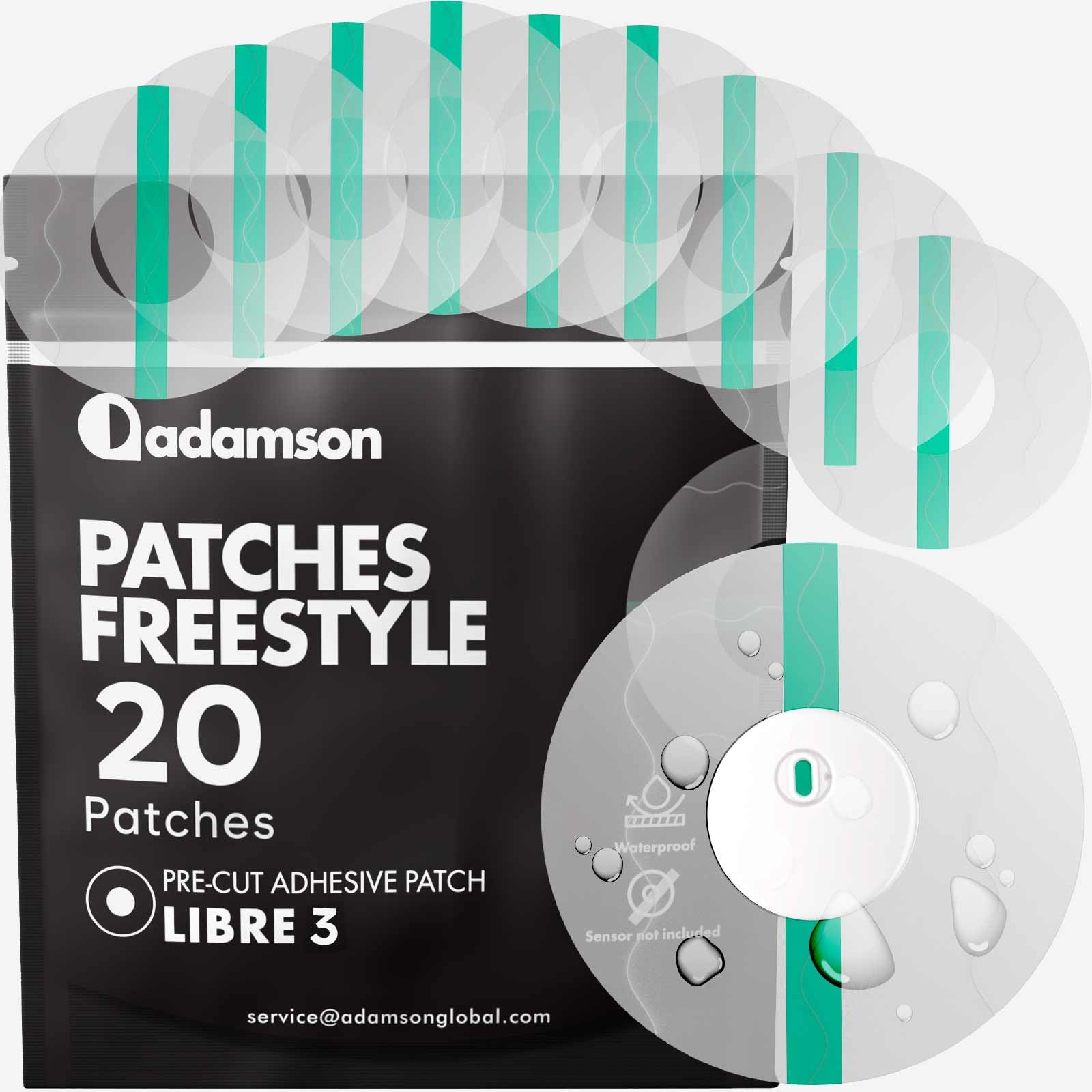 Freestyle 20 Libre 3 Sensor Covers Waterproof – Transparent, Long-Lasting, Easy to Apply and Remove, No Glue on Center, Non-Irritating – Ideal for