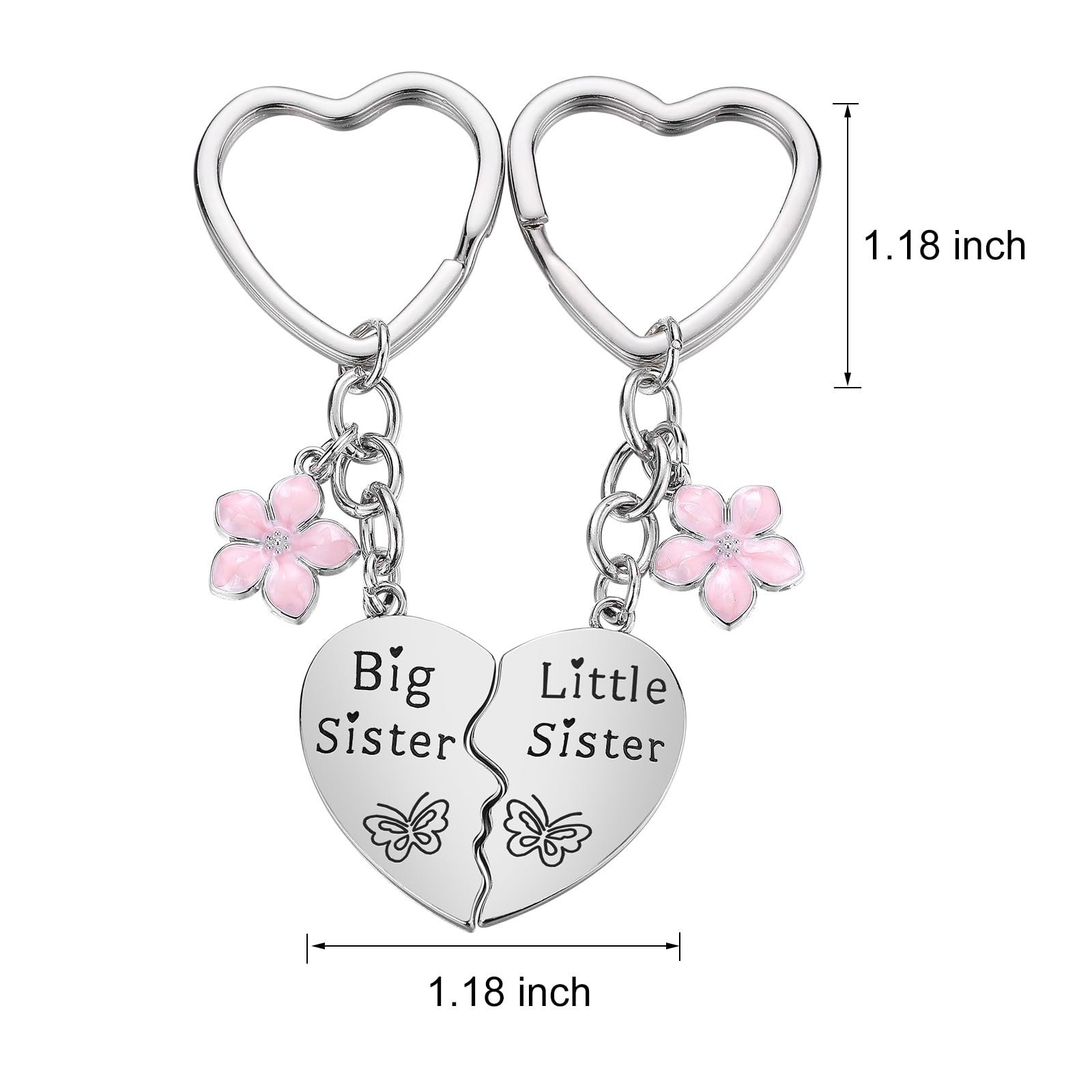 Lcbulu Sister Gifts from Sisters - 2PCS Big Little Sisters Matching Heart Keychain, Christmas Birthday Gifts for Sister