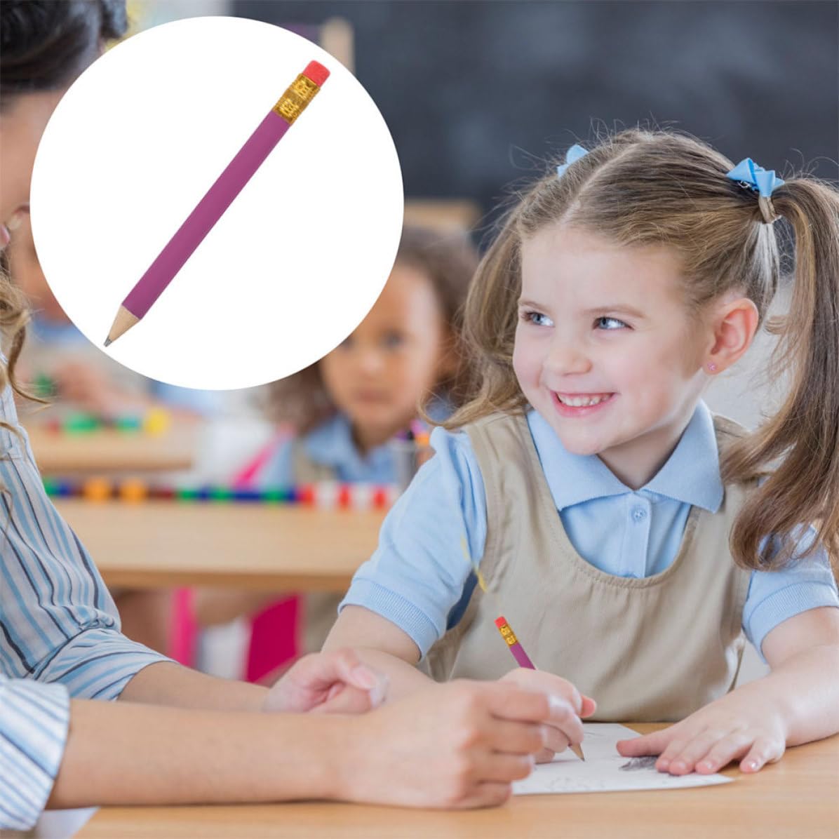 Tofficu Piccole e Leggere Corte in Legno Porpora Hb 144 Matite per Scrittura e Disegno, Comode da Tenere per Studenti e Insegnanti