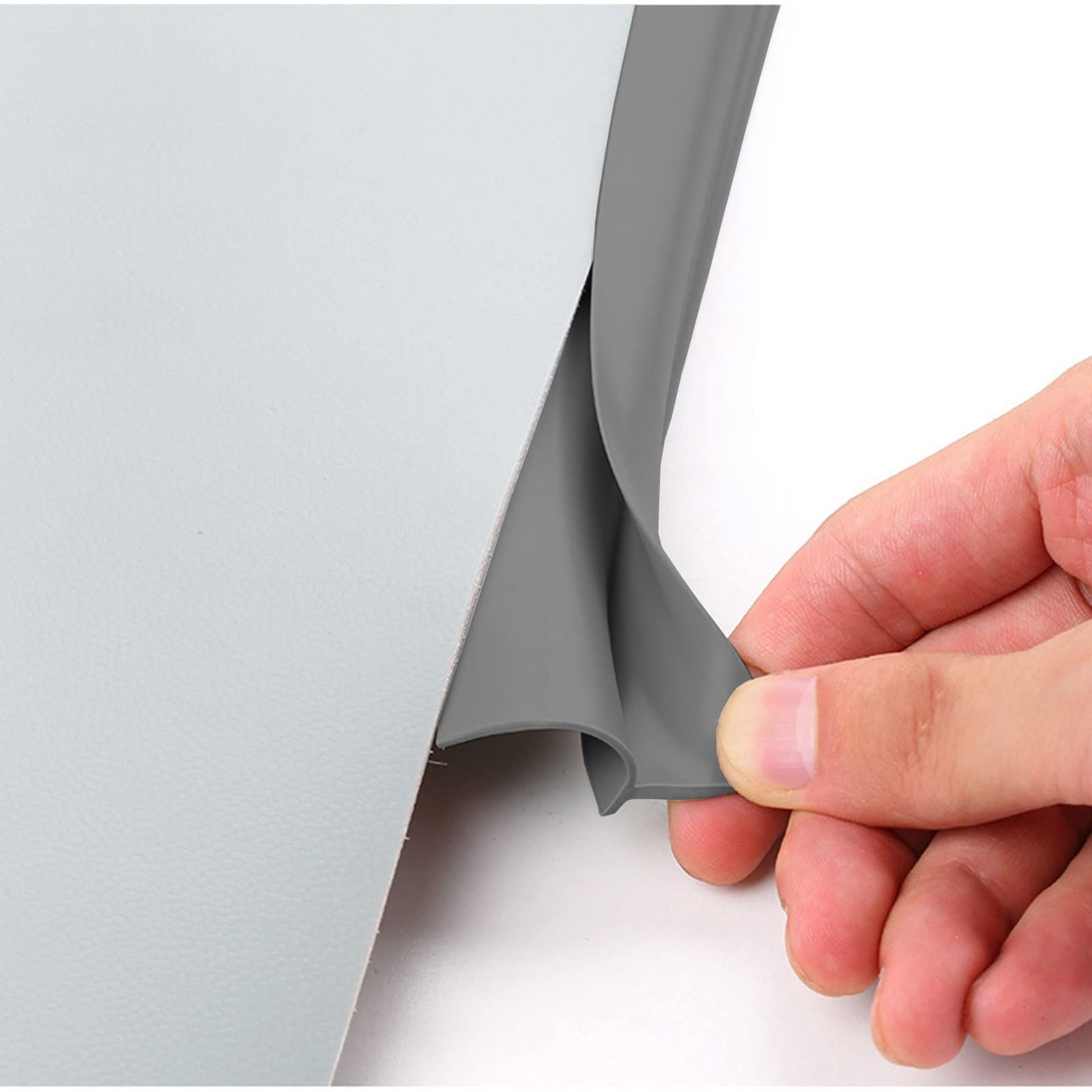 Barre de Seuil Bordure De Moquette, Bande De Transition De Sol en PVC Flexible Auto-adhésive, pour Les Transitions De Seuil d'une Hauteur Inférieure À 10 Mm, Gris