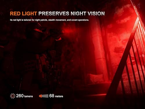 Miniatura 5 de Fenix TK28R Linterna táctica, linterna LED recargable de 6500 lúmenes con luz roja, carga rápida USB, IP68 impermeable, largo alcance 437 yardas