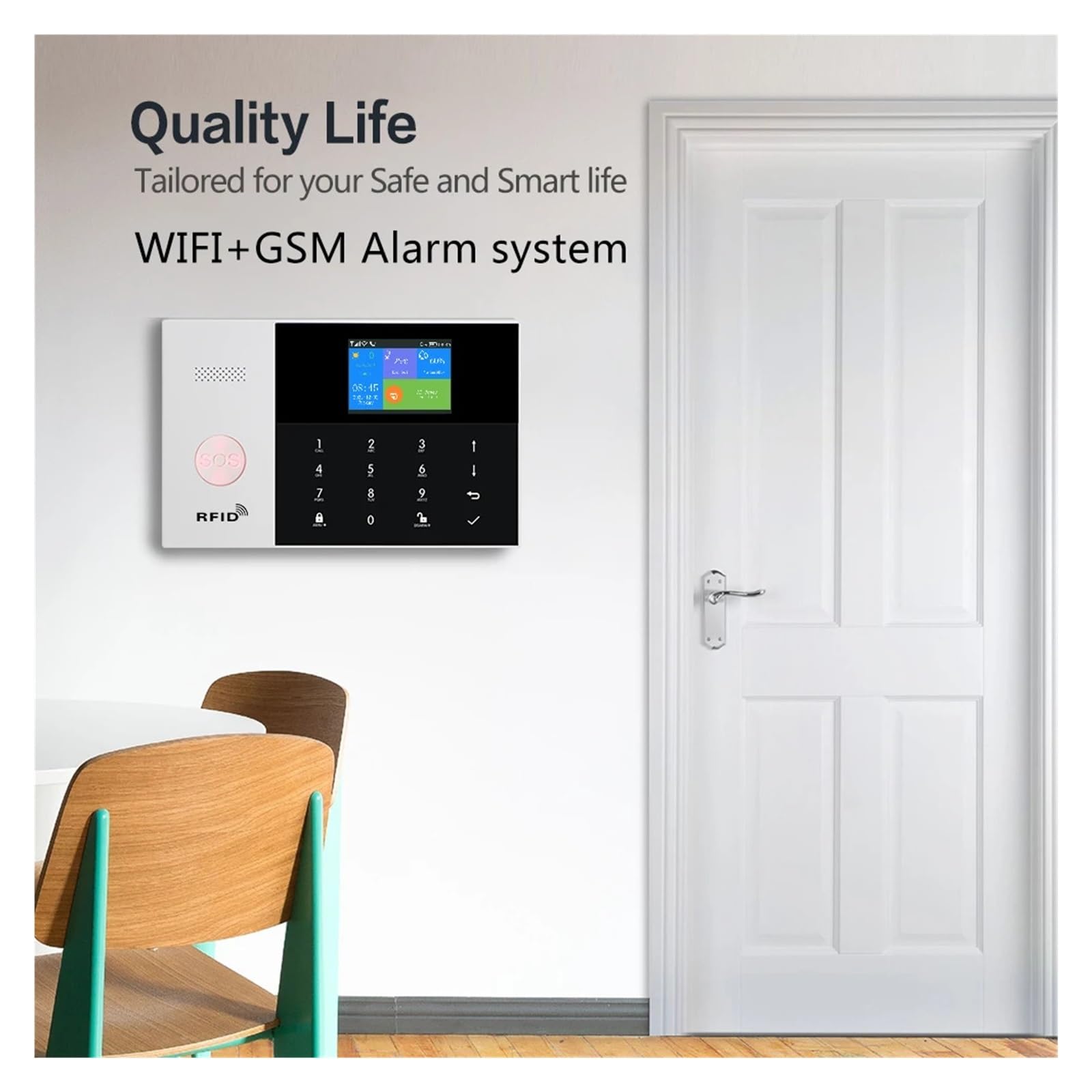Systemy Alarmowe Domu Bezprzewodowy System Alarmowy W Domu GSM WiFi Z Czujnikiem Ruchu Alarm Antywłamaniowy Dla Aplikacji Tuya Smart Life Domowy Ogrodzie(A)