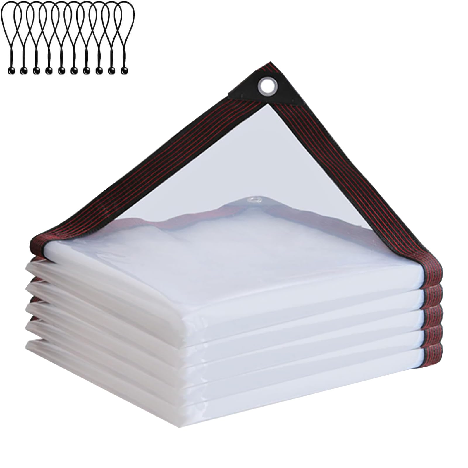 Clear Tarps with Grommets 4x8FT, Waterproof Tarps for Outdoors Transparent Anti-Tear Plastic Tarp for Patio Balcony Tent Cover Gardening Chicken Coop