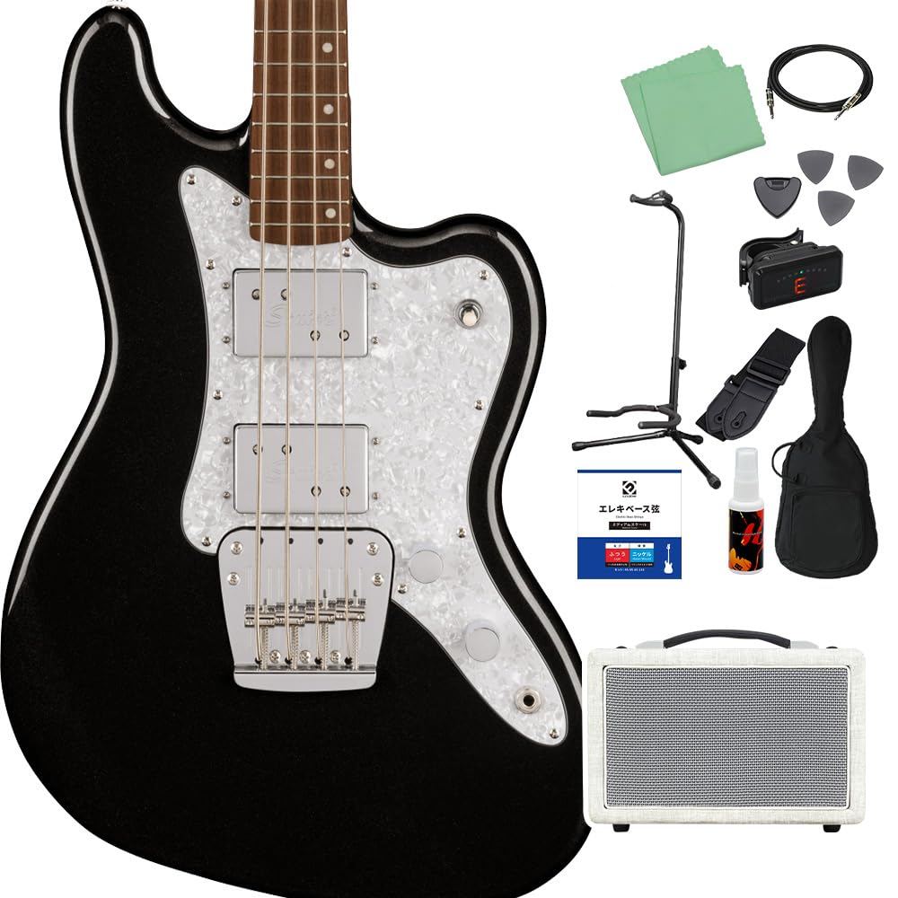 Amazon | Squier by Fender Paranormal Rascal Bass HH Metallic Black 