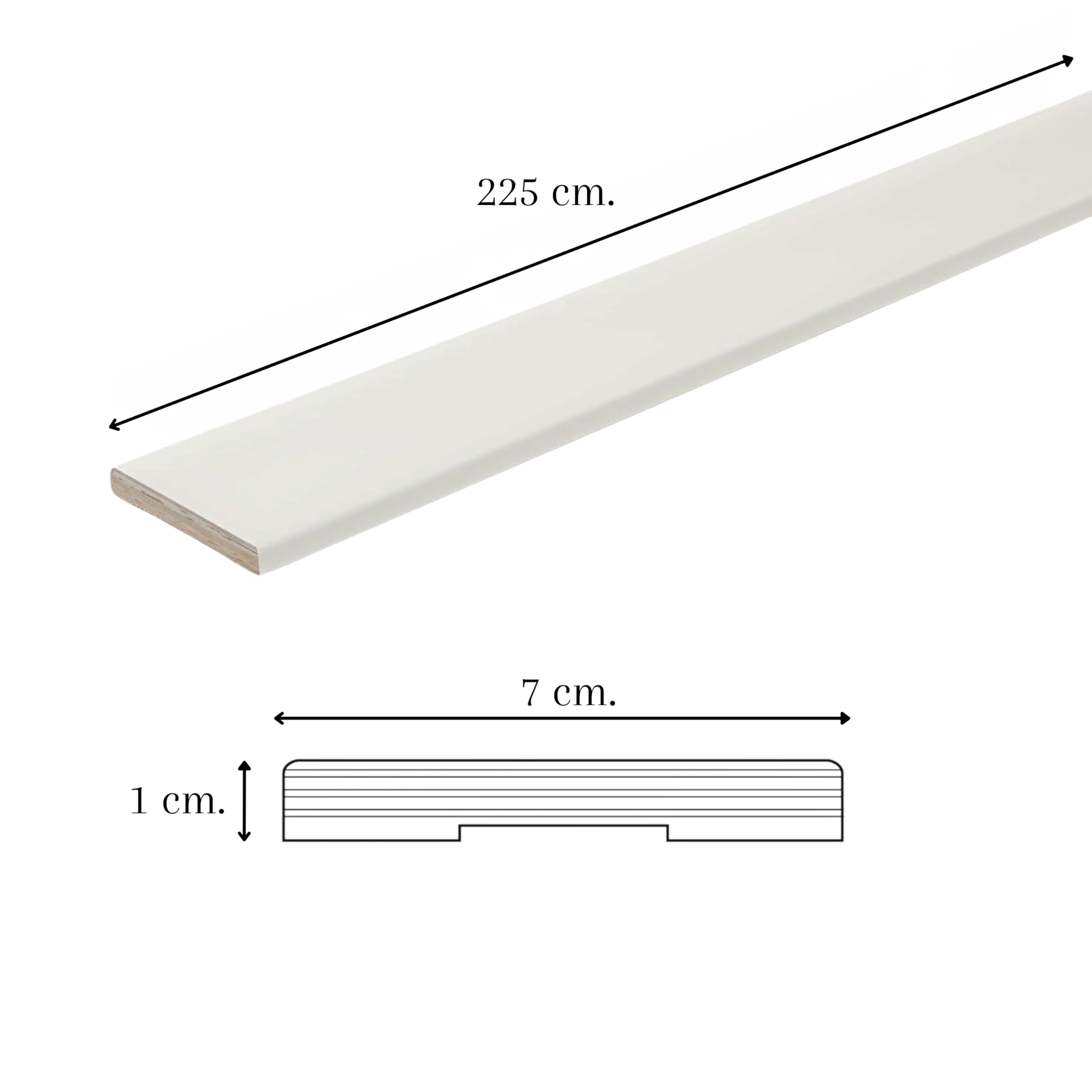Coprifilo in Abete, Mostrine per Porte Interne in abete - 5 Pezzi - Senza Ala, Bianco - Coprifilo lunghezza 2,25mt.