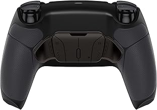 eXtremeRate Black Real Metal Buttons (RMB) Version RISE4 Remap Kit for PS5 Controller BDM-030 with Rubberized Grip Redesigned Back Shell, Upgrade Board & 4 Back Buttons for PS5 Controller