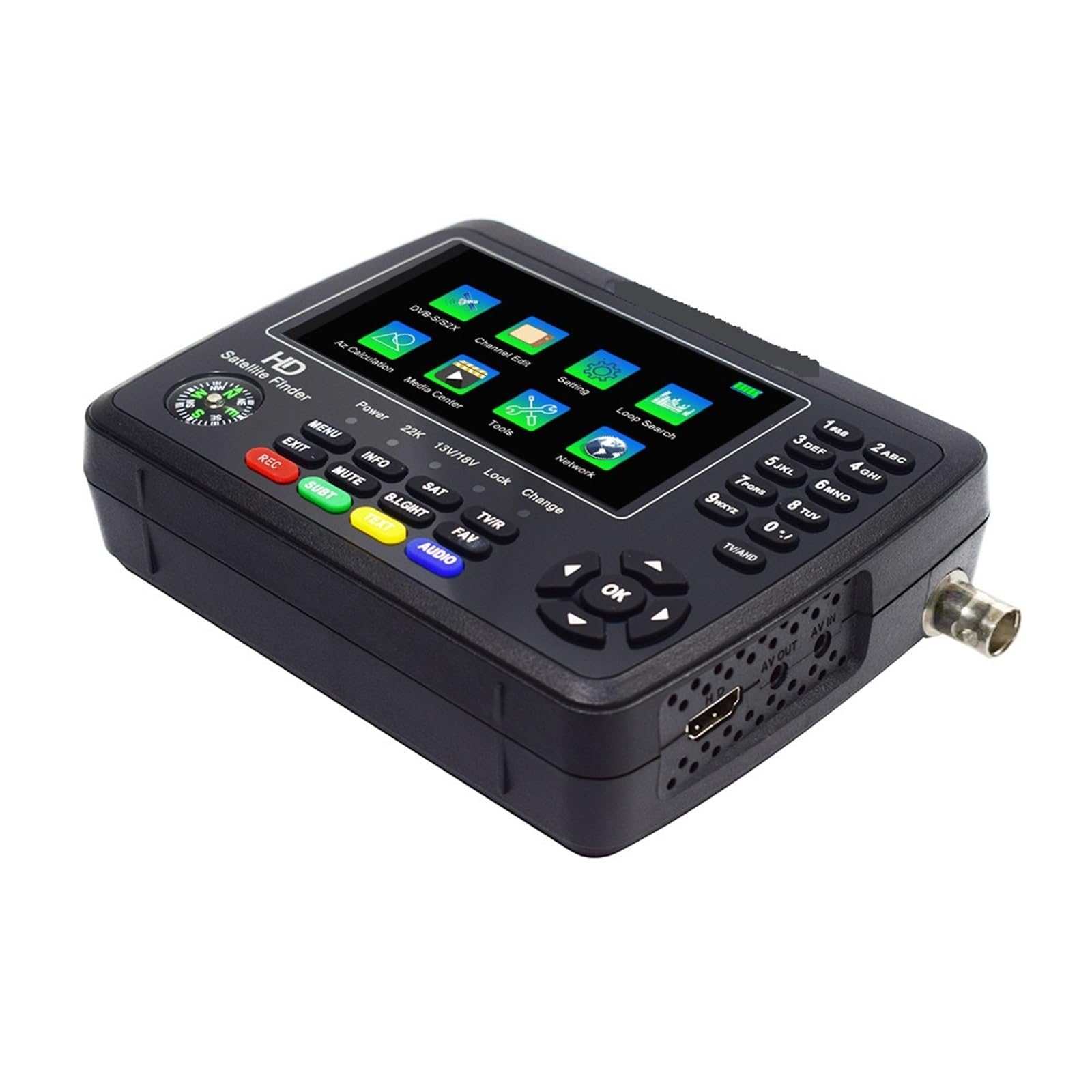 V10 Finder MAX Buscador de satélite Medidor de señal Soporte 1080P 4.3" LCD
