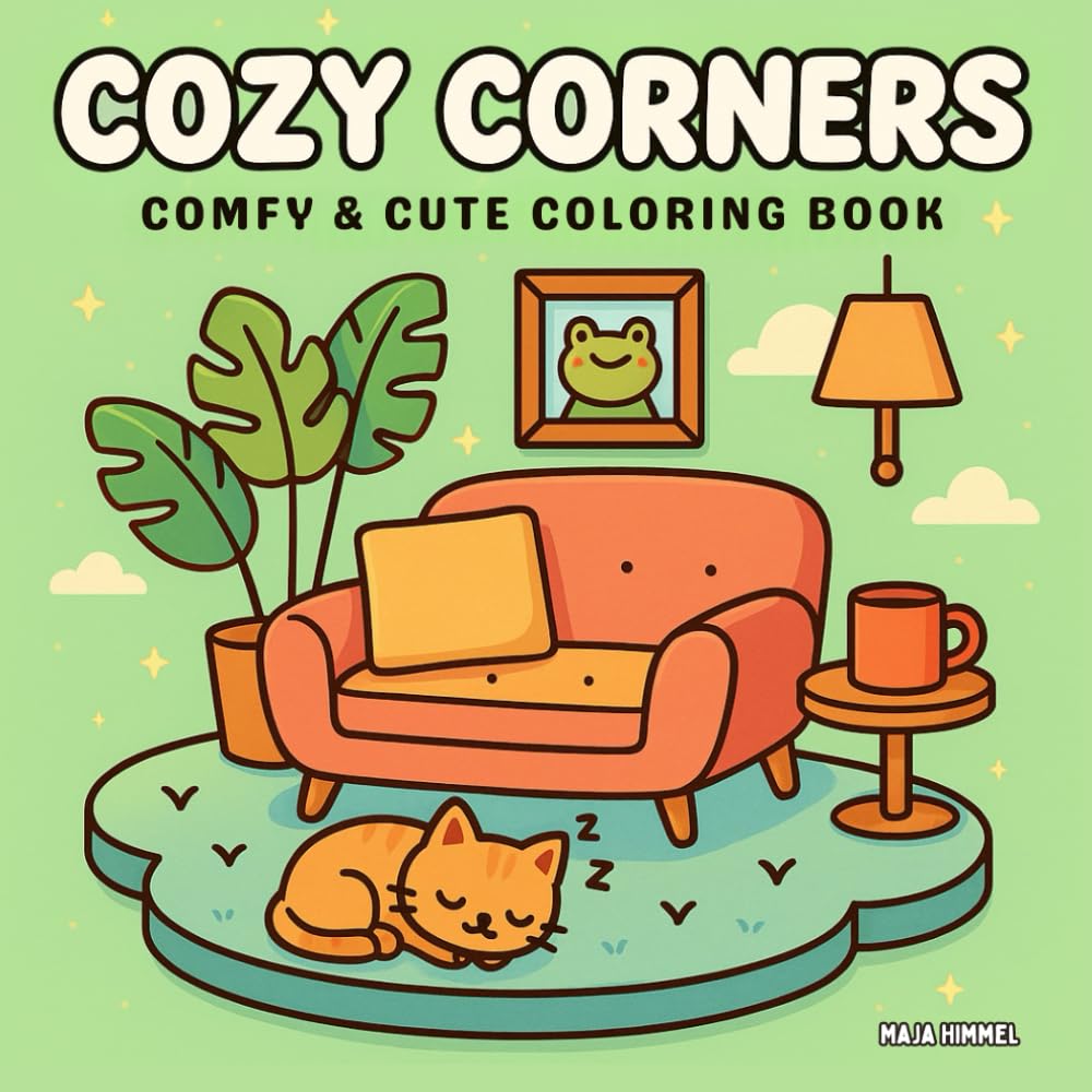 Cozy Corners: Comfy & Cute Coloring Book Featuring Hygge inspired Scenes for Relaxation