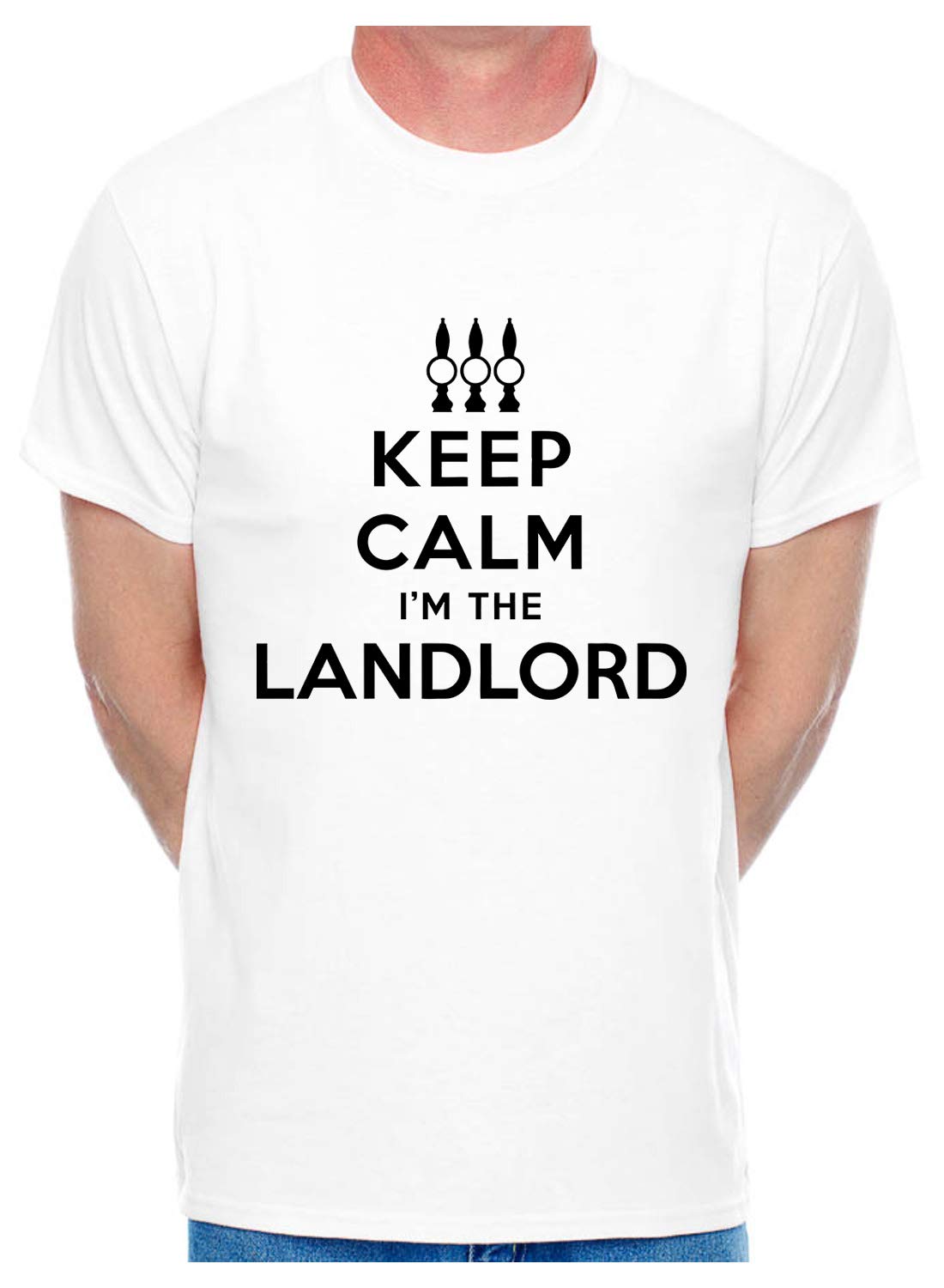 Print4u Men's White T-Shirt Keep Calm I'm The Landlord Pub Large