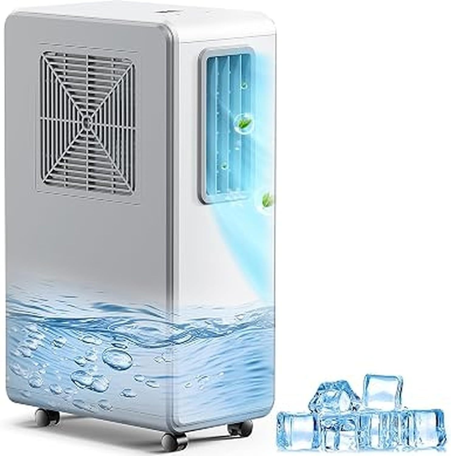 Enfriador de Aire portátil 4 en 1 con deshumidificador, Ventilador y Temporizador 24h, silencioso para Dormitorio Oficina y Cocina, Blanco Puro, sin Control de