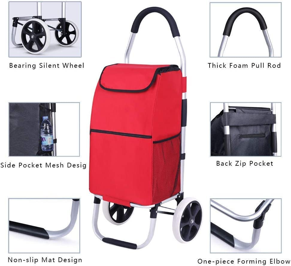 Einkaufstrolley Klappbar Einkaufswagen-Handwagen, faltbarer, tragbarer Transportwagen – 40 kg Ladekapazität… – Bild 7