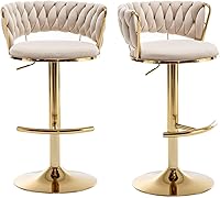 Vista 102 de Gold Velvet Bar Stools Set of 4, Counter Height Barstools with Low Back, Swivel Bar Stool for Kitchen Island, Pub (Grey)