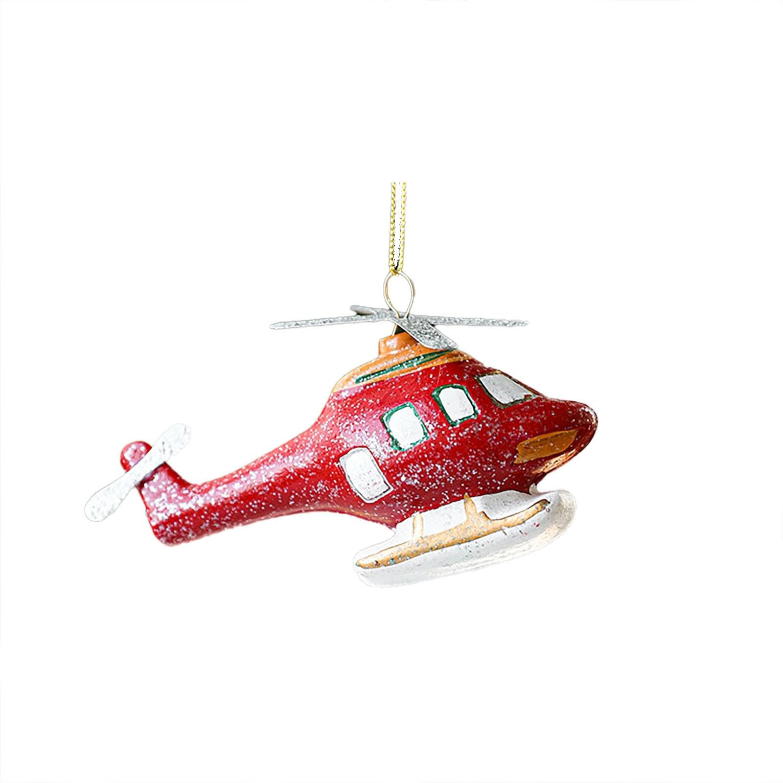 Christmas Christmas Tree Red And White Helicopter Donut Decoration Small Pendant Keepsake (Red, One Size)