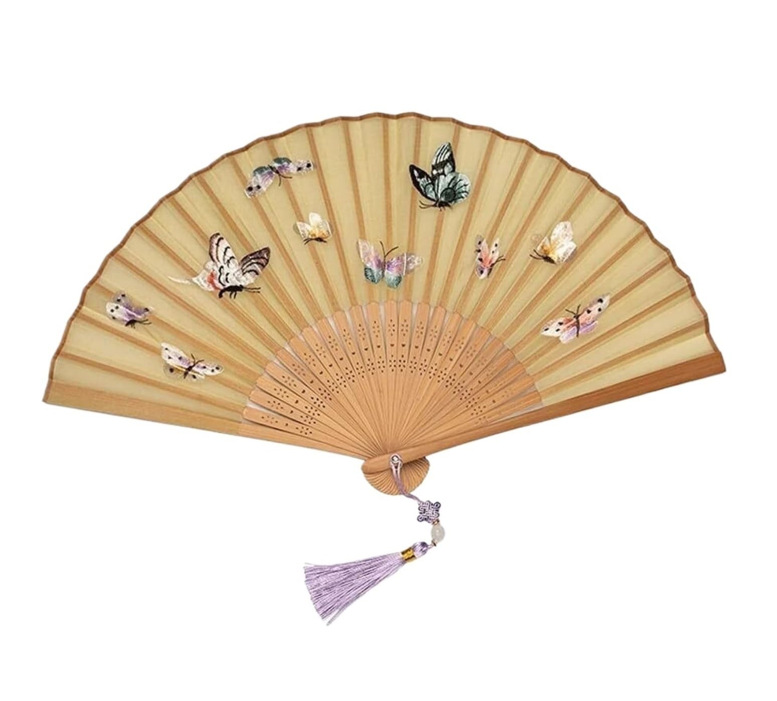 DANNMPX Display Fans Folding Fan Butterfly Hand Bamboo Bone Dance Summer Home Mural Decor Hand Held