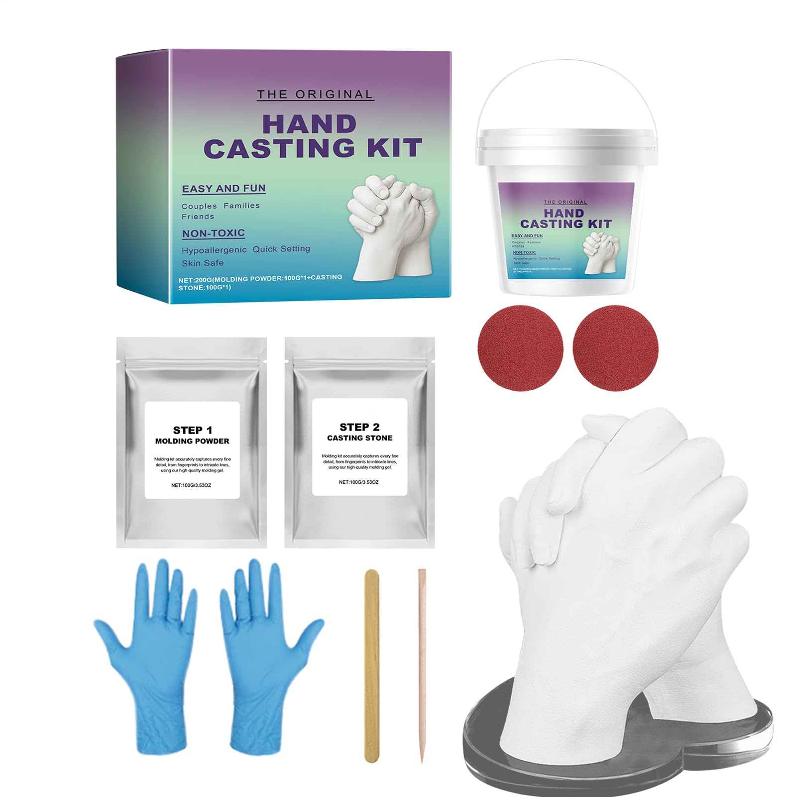 Hand Casting Kit - Couple Hand Molding Kit for Adults | Romantic Sculpture Mould Craft Set with Gloves for Men, Boyfriend & Girlfriend