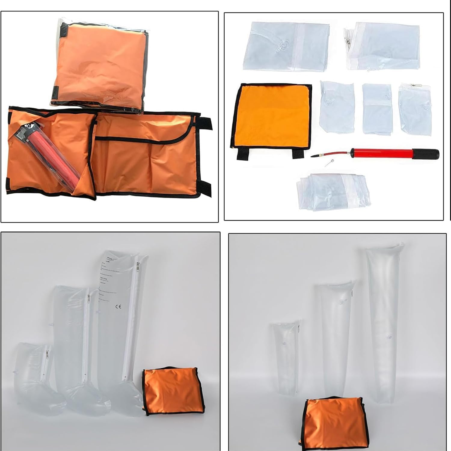 Juego De 6 Férulas Neumáticas Portátiles De Primeros Auxilios, Kit De Férulas Inflables De PVC, Con Bomba Manual, Férula Inflable De Emergencia Transmisible Por Rayos X, Compacta Y Portátil, Para Prim