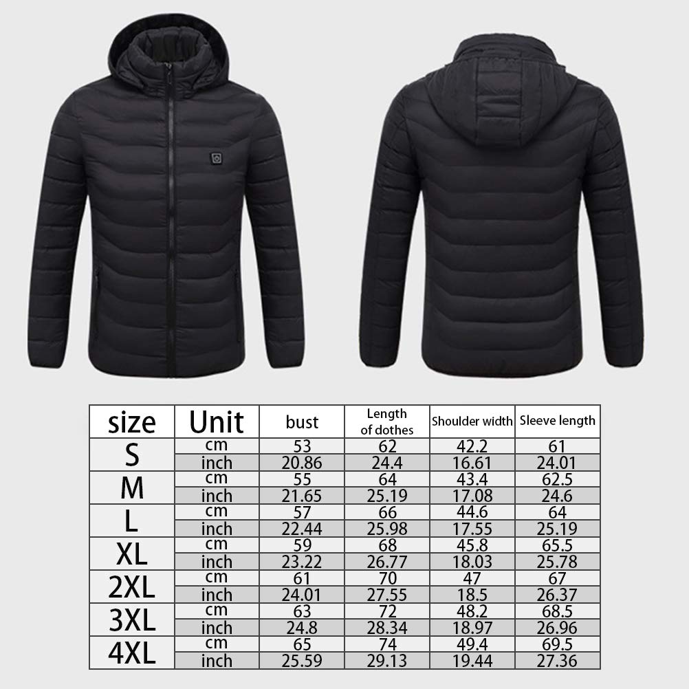 Chaquetas térmicas Chaqueta térmica eléctrica para hombres Chaqueta térmica impermeable a prueba de viento con 3 temperaturas Chaqueta térmica de invierno para senderismo, esquí, trabajo al aire libre