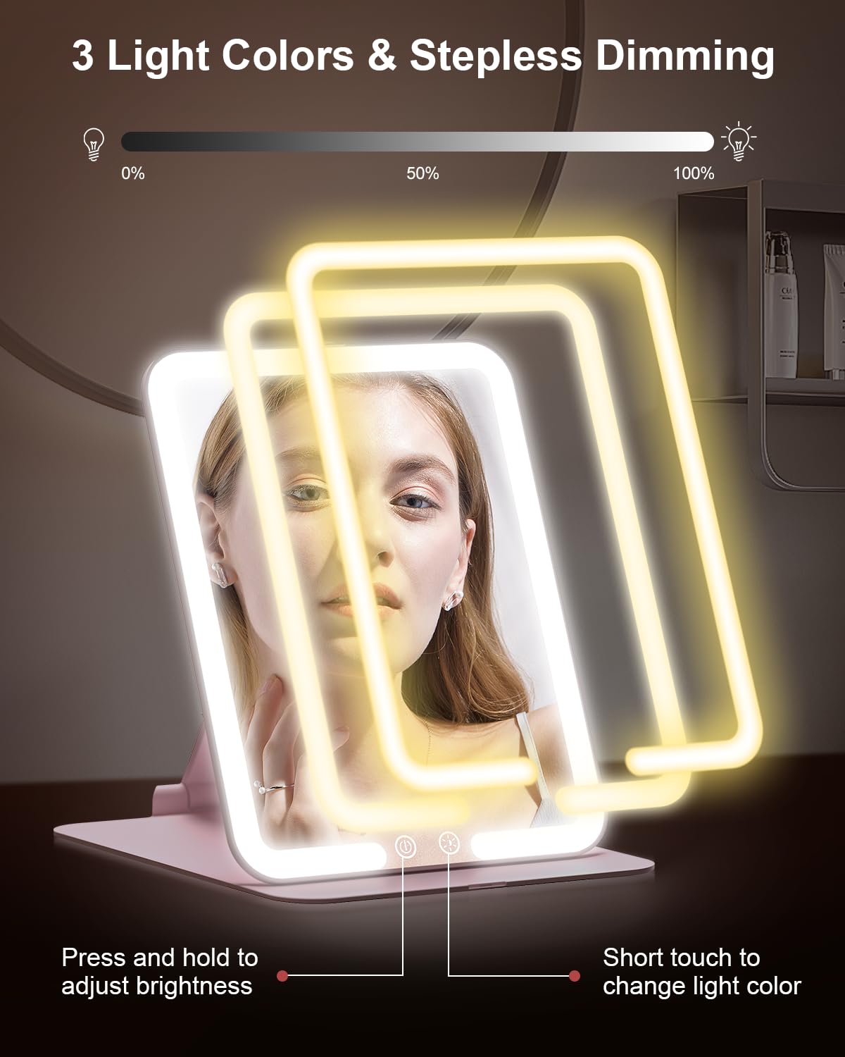 Gospire Travel Makeup Mirror with Lights and Magnification 10X - Image 4