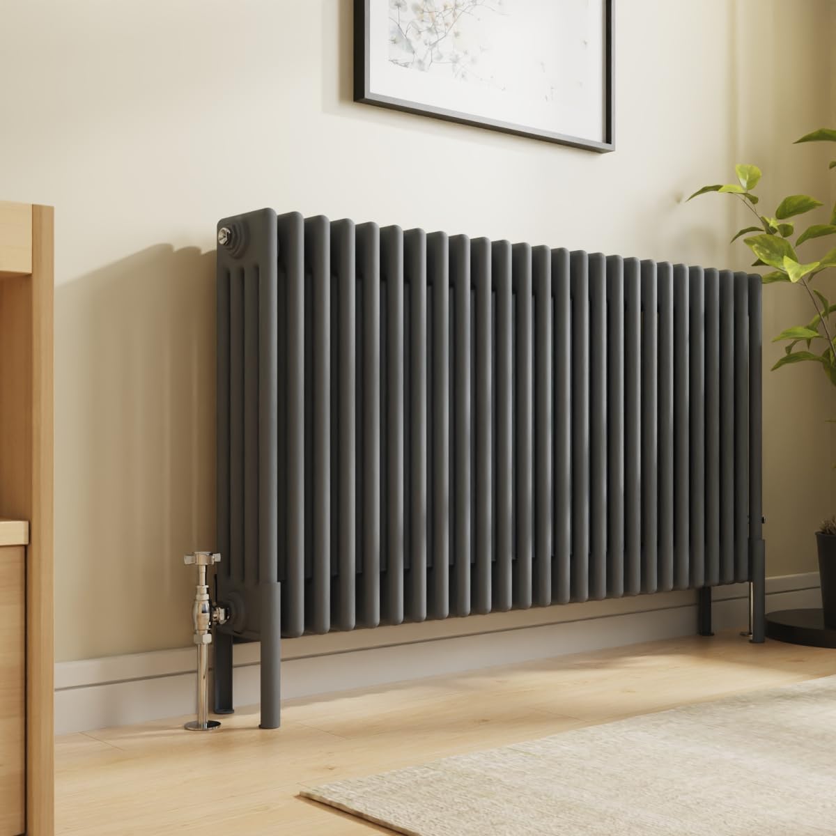 Nrg Anthracite Traditional 4 Column Horizontal Radiator 600X1190mm Central Heating Radiators