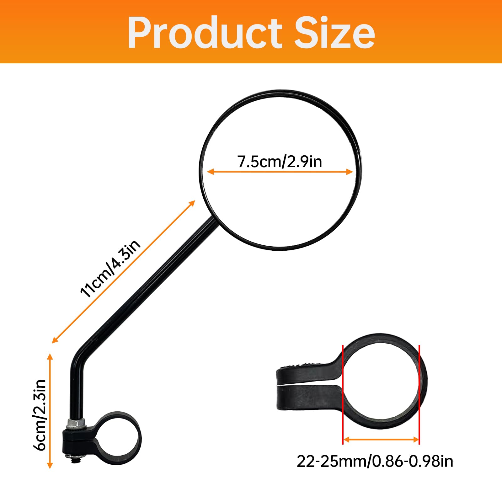 Bike Mirrors for E-bikes, Bicycle Rear View Mirror, HD Glass Mountain Bike Rear View Mirrors, Universal Bicycle Mirrors for Handlebars 0.87-0.98 inch (22-25 mm)