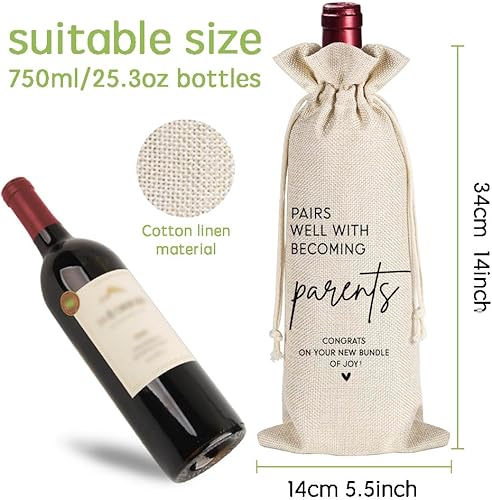 Miniatura 4 de HADDGISY Est 2024 Dad Mom - Juego de regalo de copas de vino y whisky, novedad para papá y mamá, anuncio de embarazo, revelación del bebé, regalos