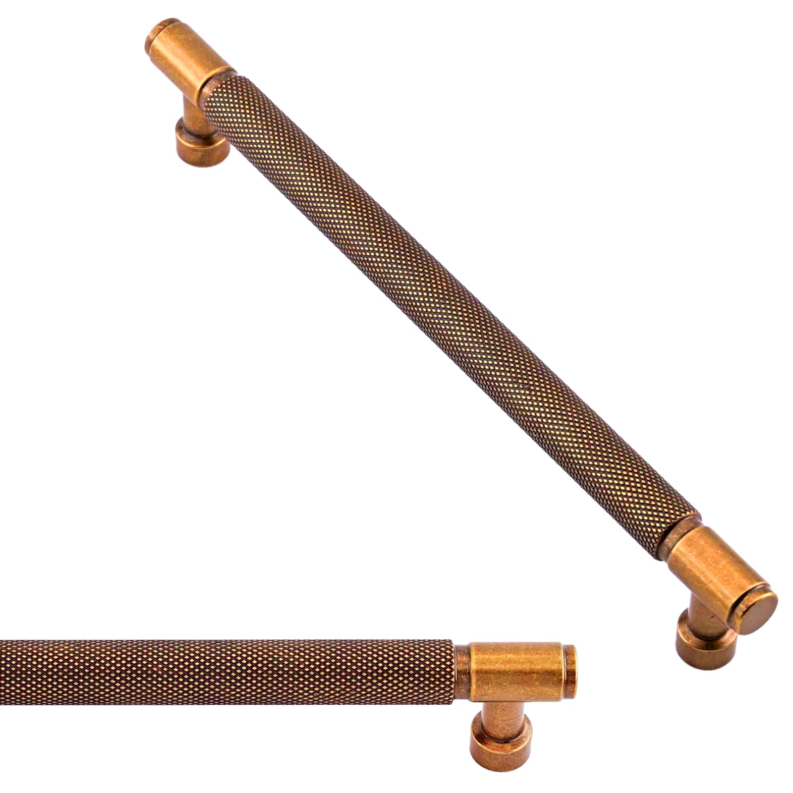 Asimerdeco 10 Pack Knurled Antique Brass Cabinet Pulls 7.5 Inch(192mm) Kitchen Cupboard Handles Cabinet Hardware Drawer Pulls