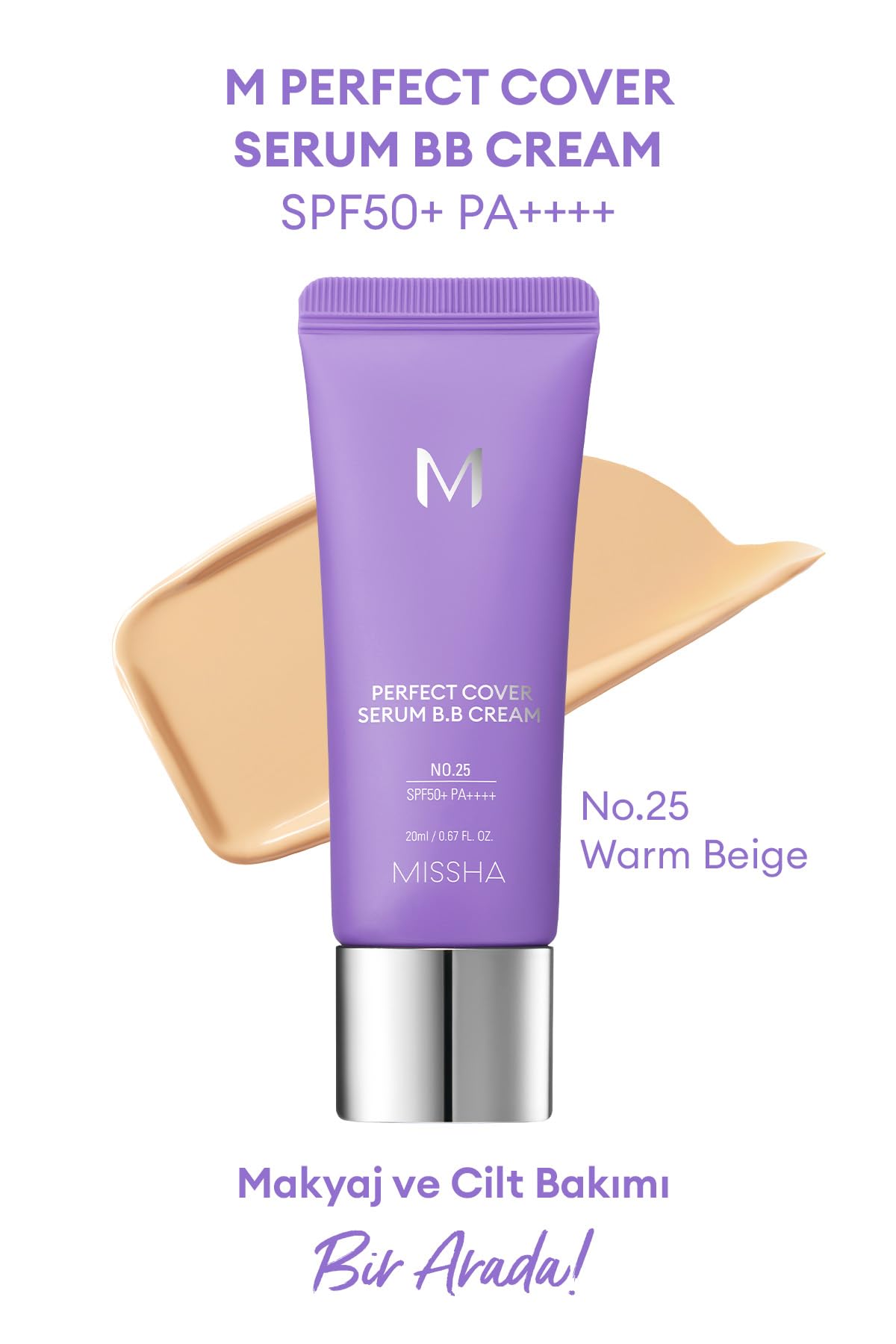 MISSHA Yaşlanma Karşıtı Bakım ve Aydınlık Görünüm Sunan M Perfect Cover Serum BB Cream SPF50+/PA++++ No:25