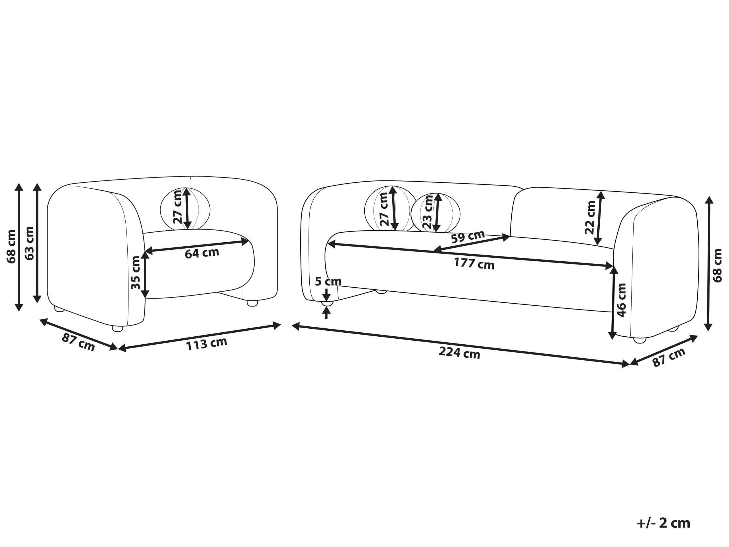Sofa Set Samtstoff creme wieß 4-Sitzer Dekokissen Wohnzimmergarnitur Leiren