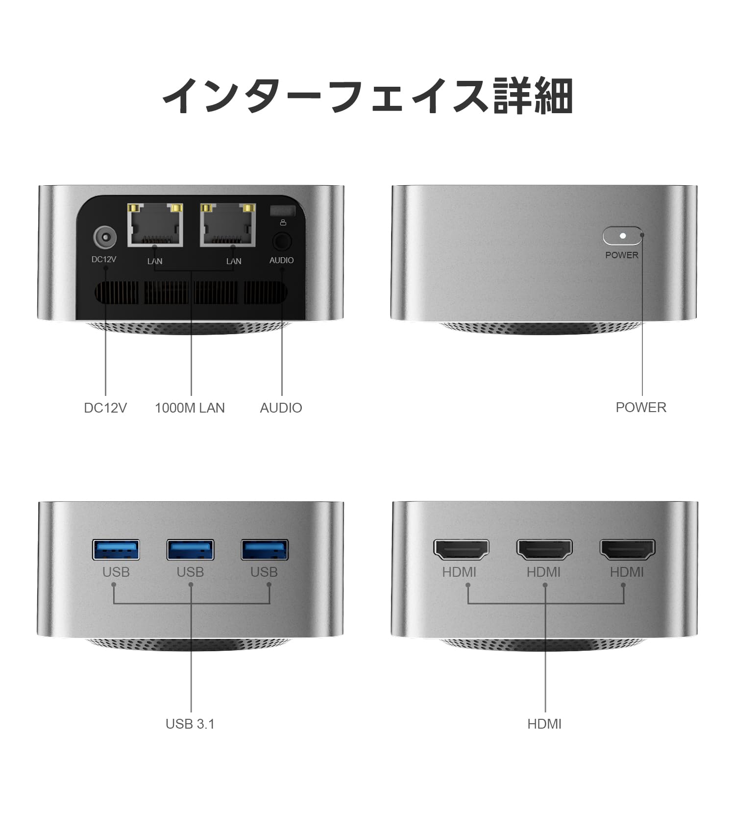 Amazon.co.jp: 二つLAN ミニPC N100 16GB LPDDR5-4800MHz 512GB M.2