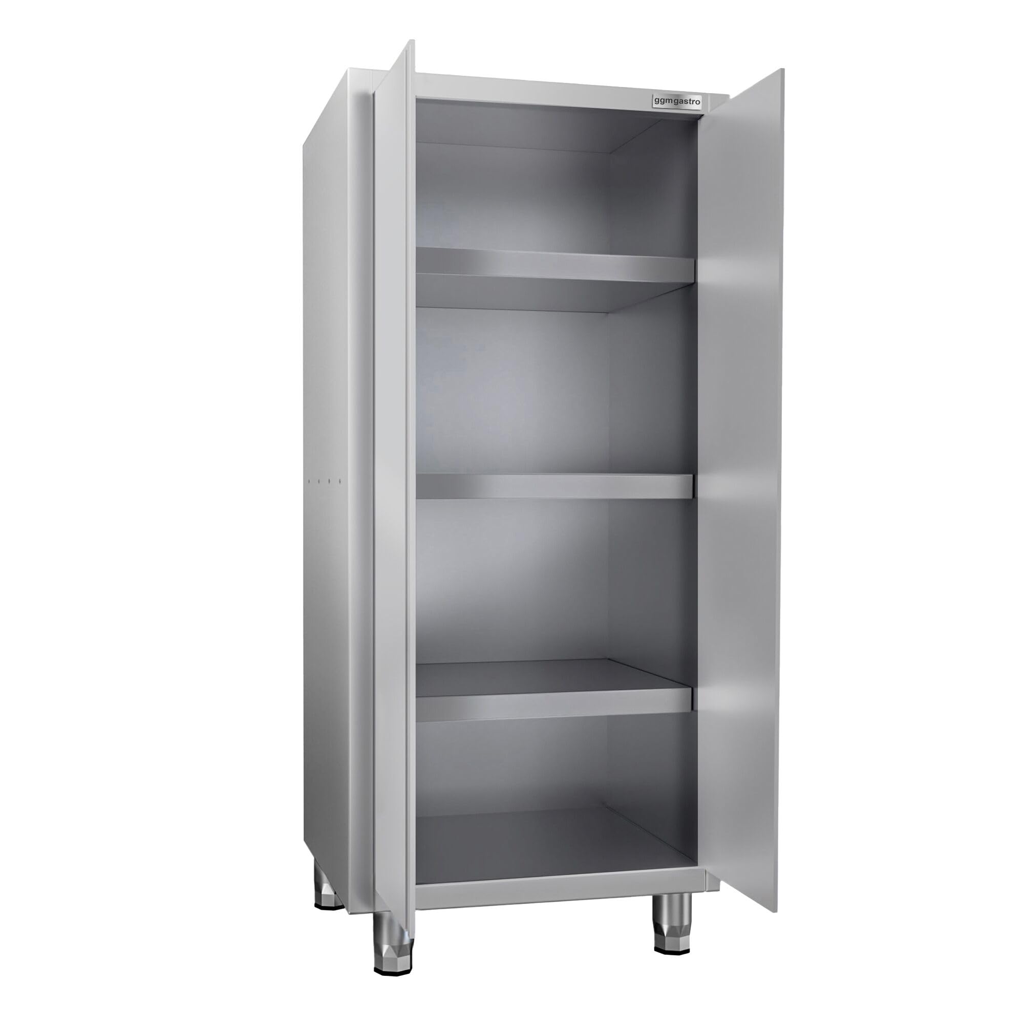 GGM Gastro Geschirrschrank 800x700x1800mm mit 2 Flügeltüren | Robuste Edelstahlkonstruktion, verschweißte Qualität, leichte Reinigung, höhenverstellbar, ideal für den Gastro-Alltag