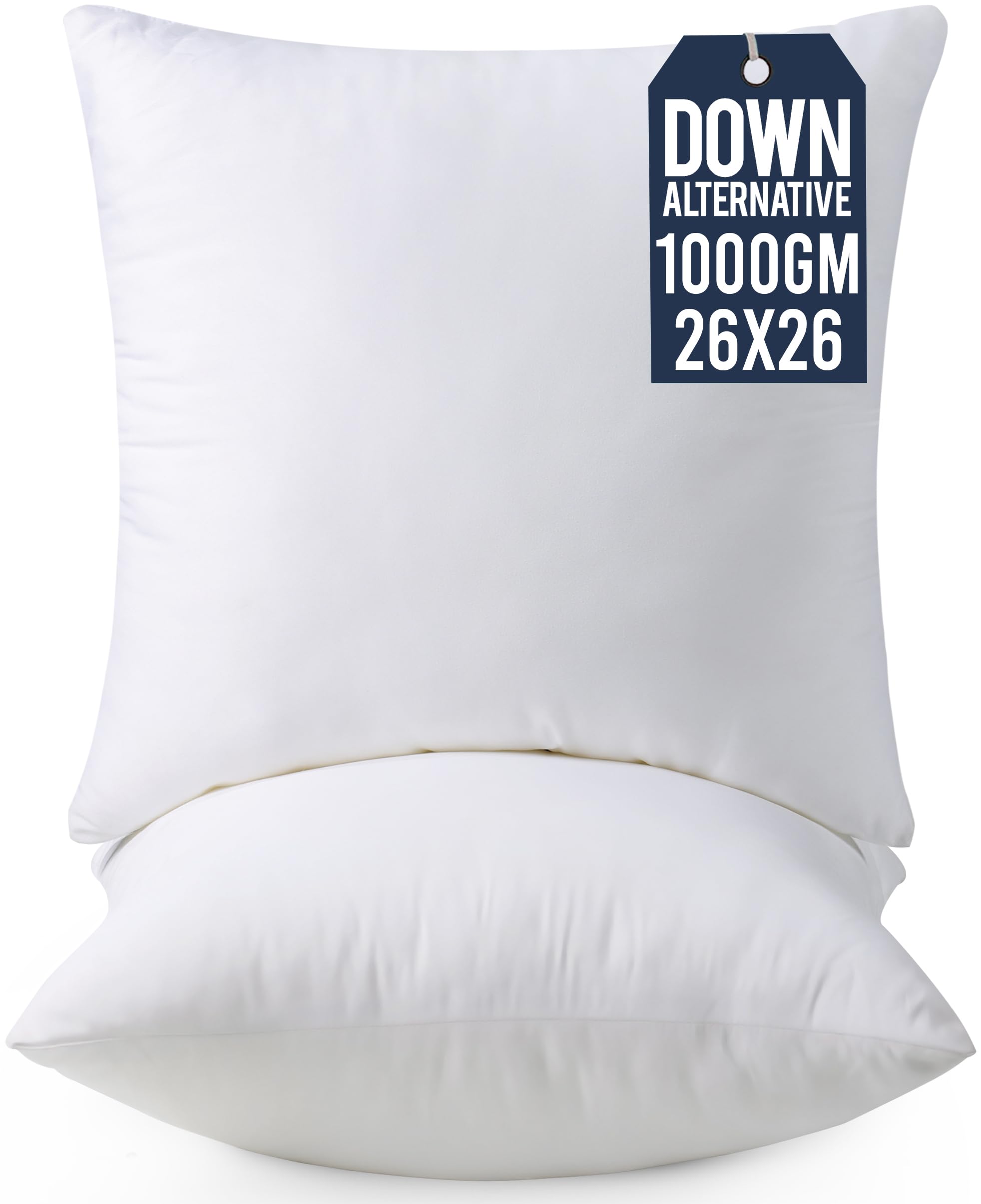 Utopia Bedding Throw Pillows Insert (Pack of 2, White) - 26 x 26 Inches Bed and Couch Pillows - Indoor Decorative Pillow