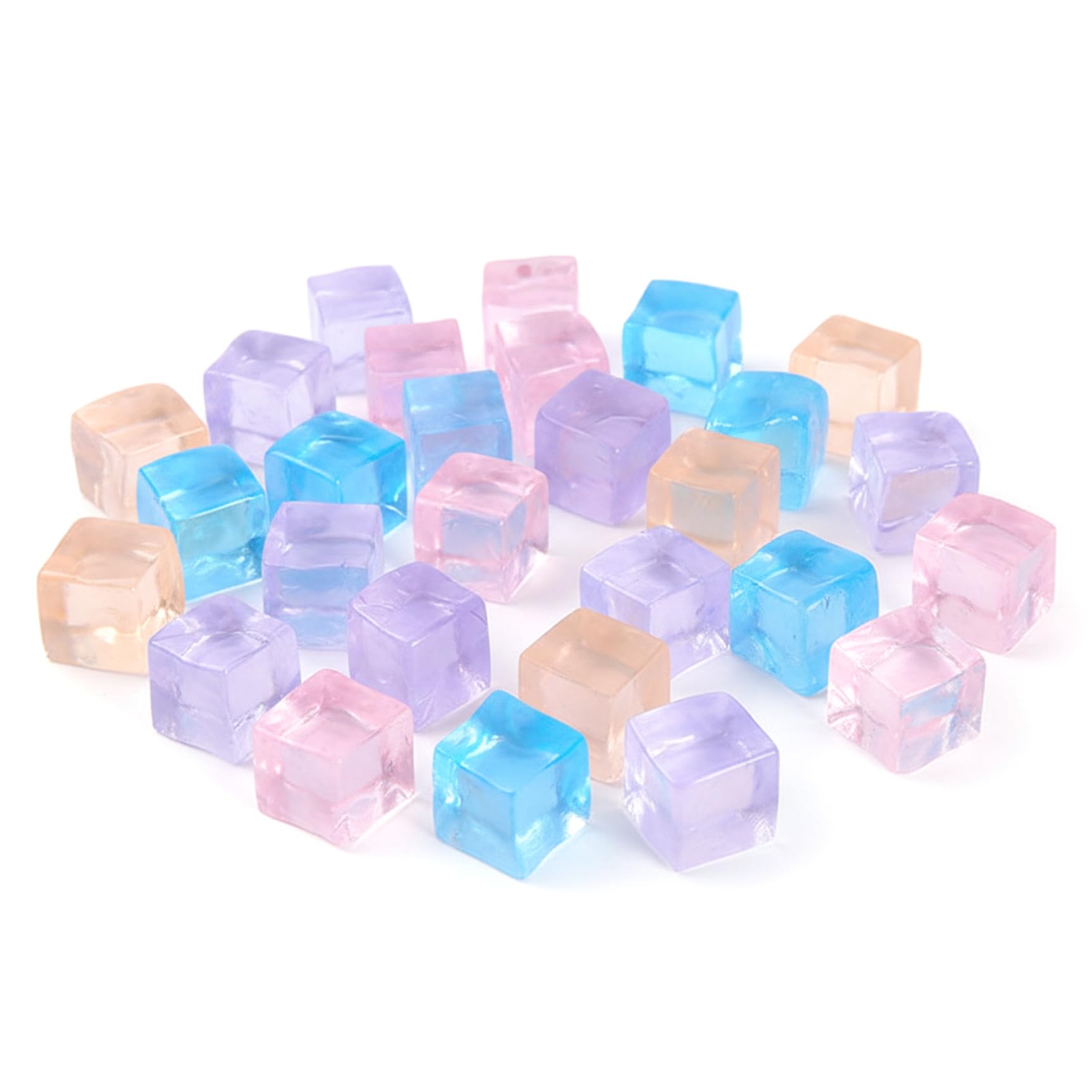 Monwssoe Ice Cube Stress Ball 30PCS 1in Flexible Silicone Clear Ice Block Squeeze Toys Stress Balls Portable Relief Toy for Office, Party, Random Color