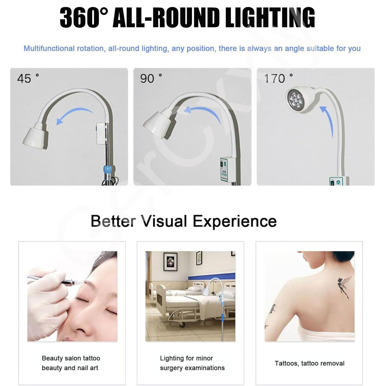 LED-Untersuchungsleuchte,Standleuchte für zahnärztliche, Mund- und gynäkologische Ambulanzen (Kaltlicht),360° drehbar, höhenverstellbar, mit Universalrollen
