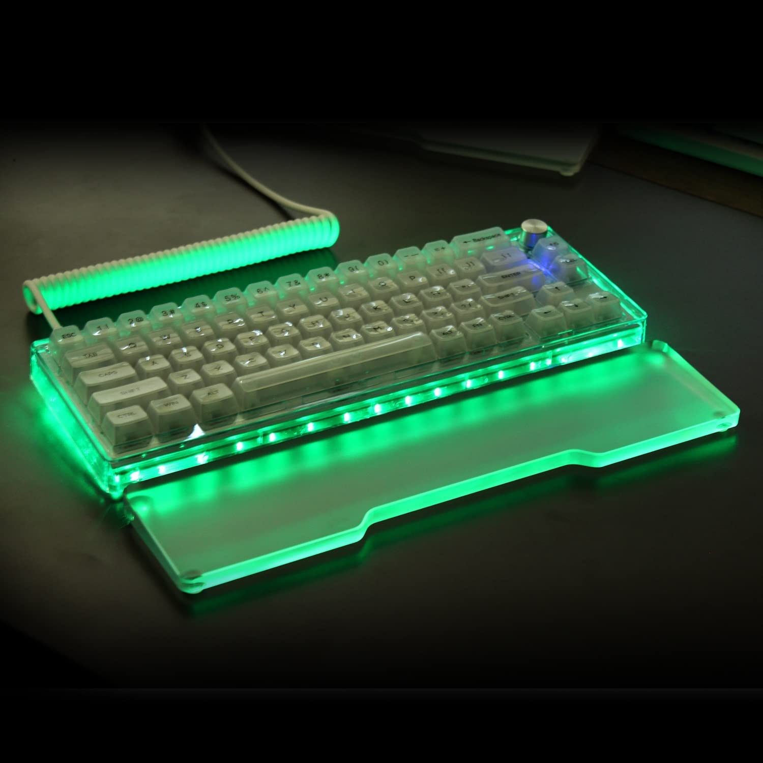 DucKey Transluzente Tastatur Handgelenkauflage, Acrylmattiertes Ergonomisches RGB Handgelenkpolster Für Mechanische Tastatur (Size : 100%)