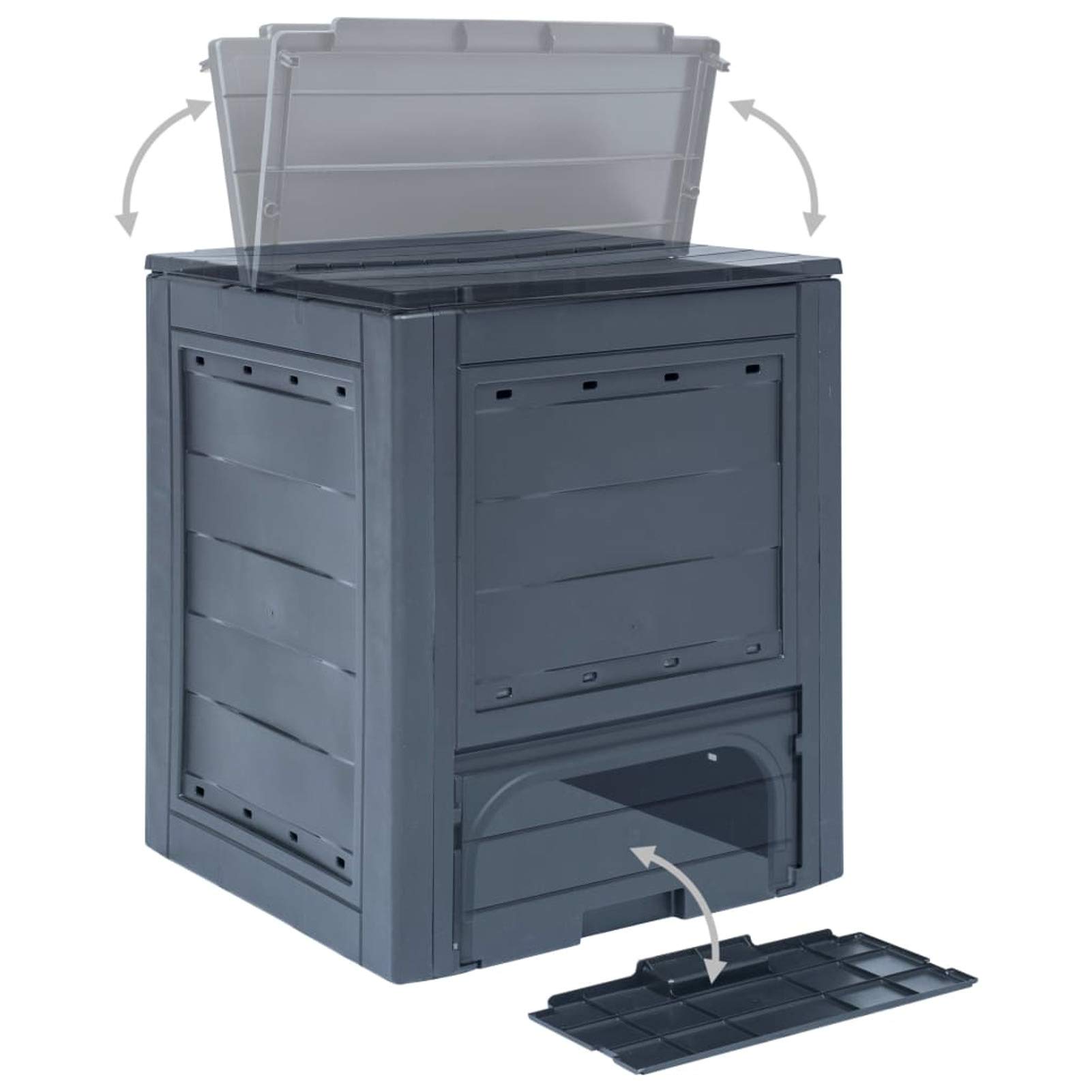ARKEM Compostiera Domestica, Compostiera da Giardino e da Balcone, Bidone per Compost Girevole,Compostiere per Giardino 2 pz Grigio 60x60x73 cm 520 L