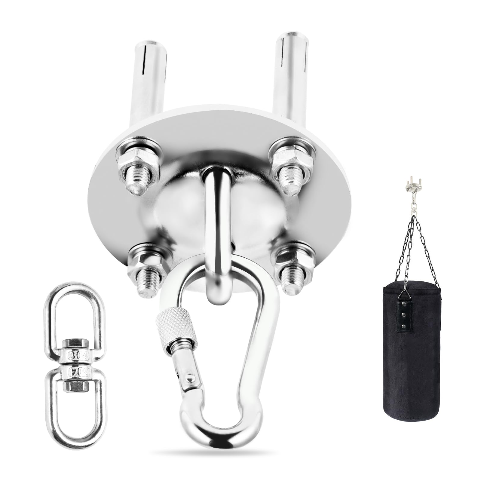 Gancho De Techo De Acero Inoxidable - hasta 450KG - Fijación para Hamaca con Rotación 360° - Gancho De Carga Pesada para Suspensión