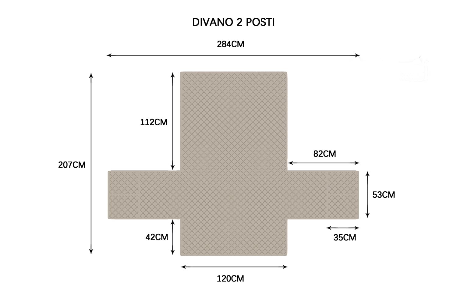 sevi's Copridivano 2 Posti con Braccioli - Copridivano Impermeabile - Reversibile - Antigraffio Gatto - Antimacchia - OEKO-TEX - Copri Divano Trapuntato in Microfibra (2 Posti, Beige)