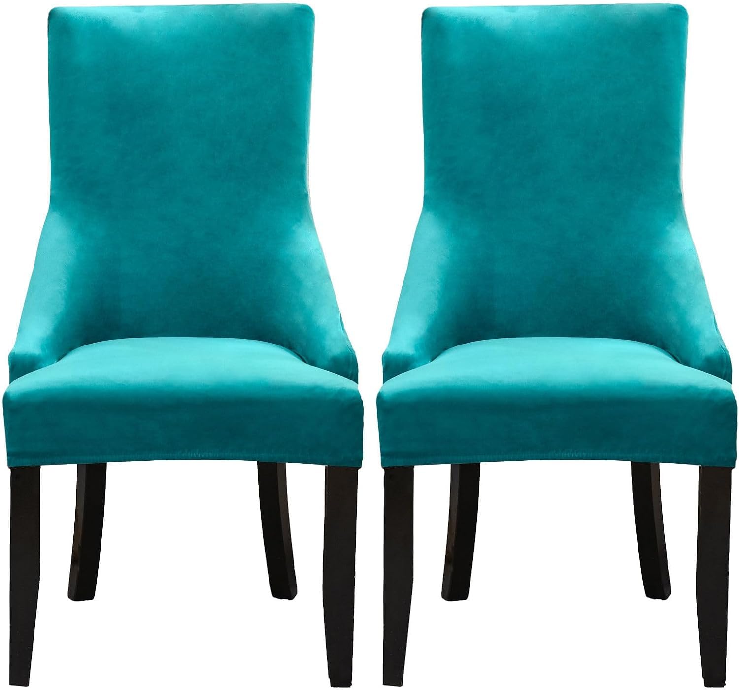 HACLEN Wingback Side Chair Slipcovers Velvet, Wingback Armchair Covers Soft Thicken Dining Chair Covers Stretch Removable for Banquet (blue,Set of 2)