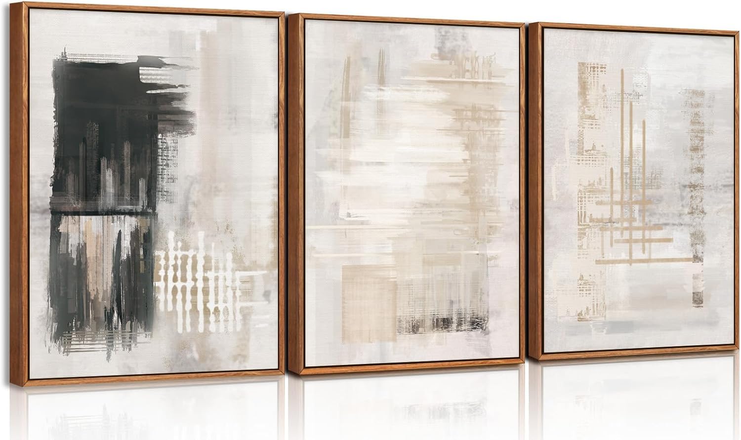 TOARTi Boho Framed Canvas Wall Art Prints,Set of 3 Mid Century Modern Wall Decor,Nature Plants Desert Sun Art Paintings,Bohemian Artwork for Living Room,Bedroom,Dining Room,Office - 16x24inchx3 — view 24