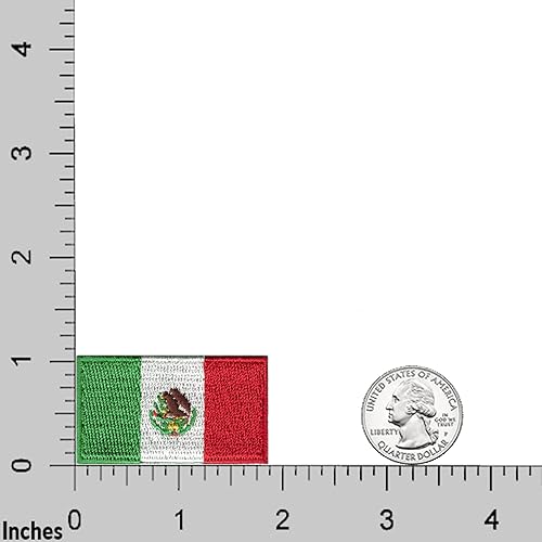 Miniatura 6 de Laughing Lizards Parche pequeño de México (paquete de 5), paquete de 5 parches para planchar con la bandera del país mexicano, ideal para sombreros,