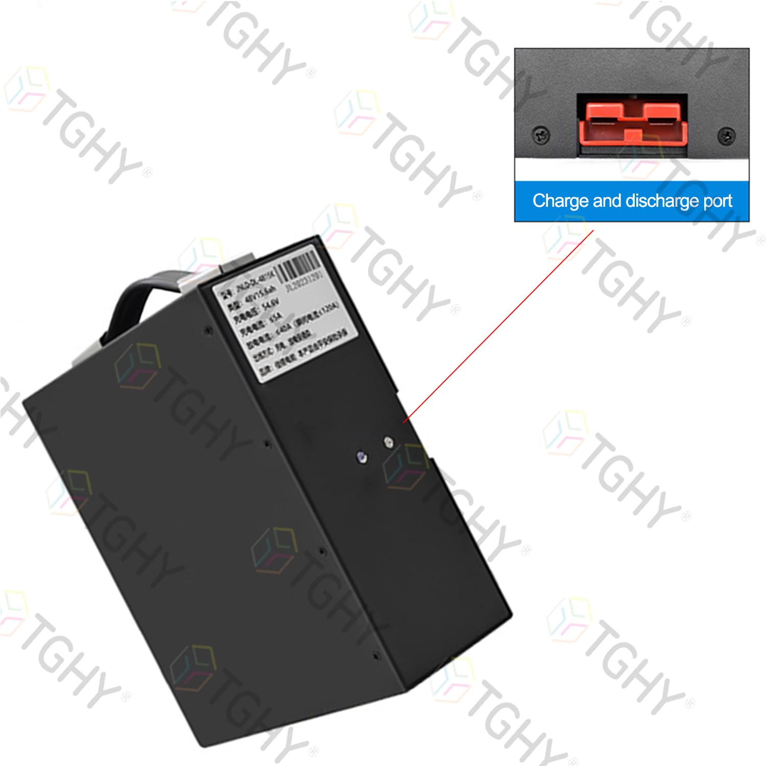 TGHY Transpallet Elettrico con Batteria LiFePO4 da 48 V | Scheda BMS integrata Maniglia portatile per carrelli elevatori manuali e per il carico e scarico di camion