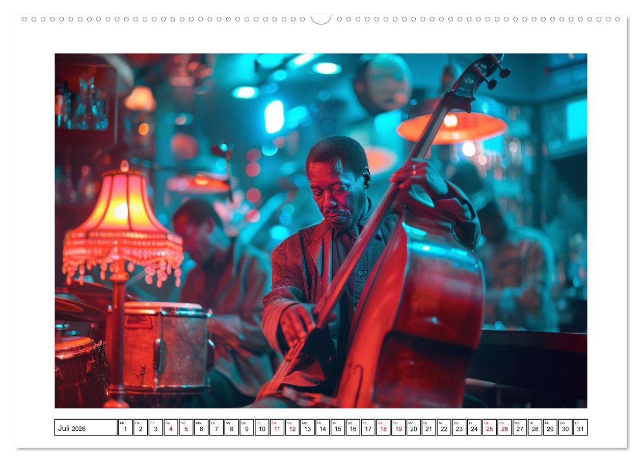 Jazz Geschichten um Mitternacht (hochwertiger Premium Wandkalender 2026 DIN A2 quer), Kunstdruck in Hochglanz: Mitternachtsmelodien: Eine Ode an das Lebensgefühl des Jazz (CALVENDO Kunst)