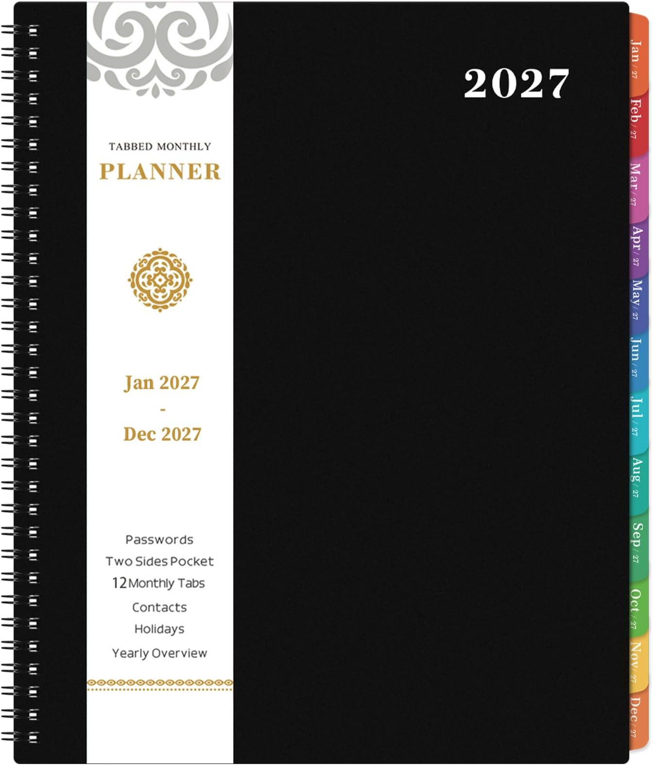 Artfan 2027 Monthly Planner, Jan 2027 - Dec 2027, 8.5" x 11" | 12 Month Calendar with Colorful Tabs, PP Perforated Page, 2027 Planner for Home School Office