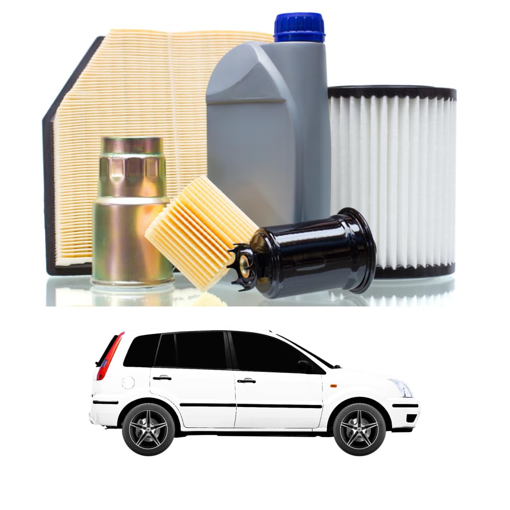 Kit Tagliando Per Ford Fusion E Fiesta V 1.4 TDCi - 4 Filtri + 4 Litri Olio 5W30 Originale, Manutenzione Completa