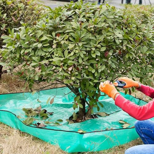 Duscdesp Pflanzmatte für Trimmen mit 12'' Loch, Baum Beschneiden Wasserdicht Garten Landschaft Tarp, 4 Ecken hat Ecke Schnallen Können Aufstehen Befestigen um Bäume und Sträucher